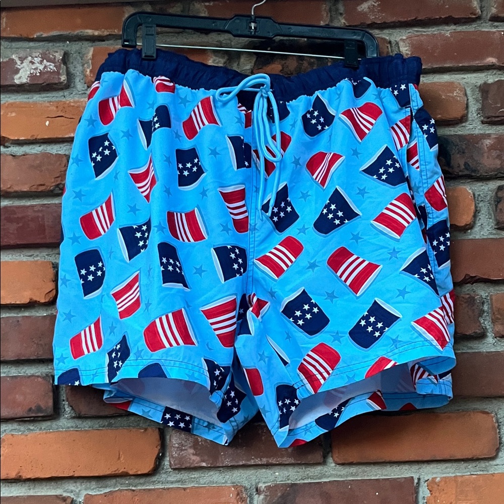 Men's Blue Patriotic Flag Swim Trunks